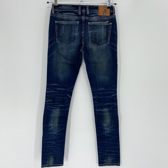 New ROCK REVIVAL REMIX Jean Size 25 Dark Wash Distressed Ankle Skinny - Picture 2 of 10